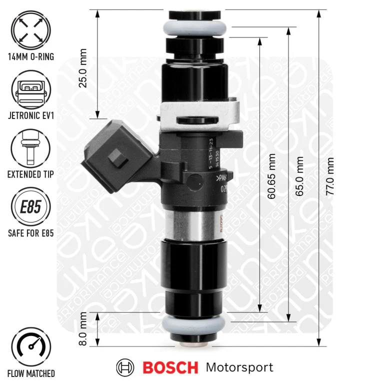 Bosch injector 1200cc, 65mm (EV14L), 6pcs flow matched - Image 2