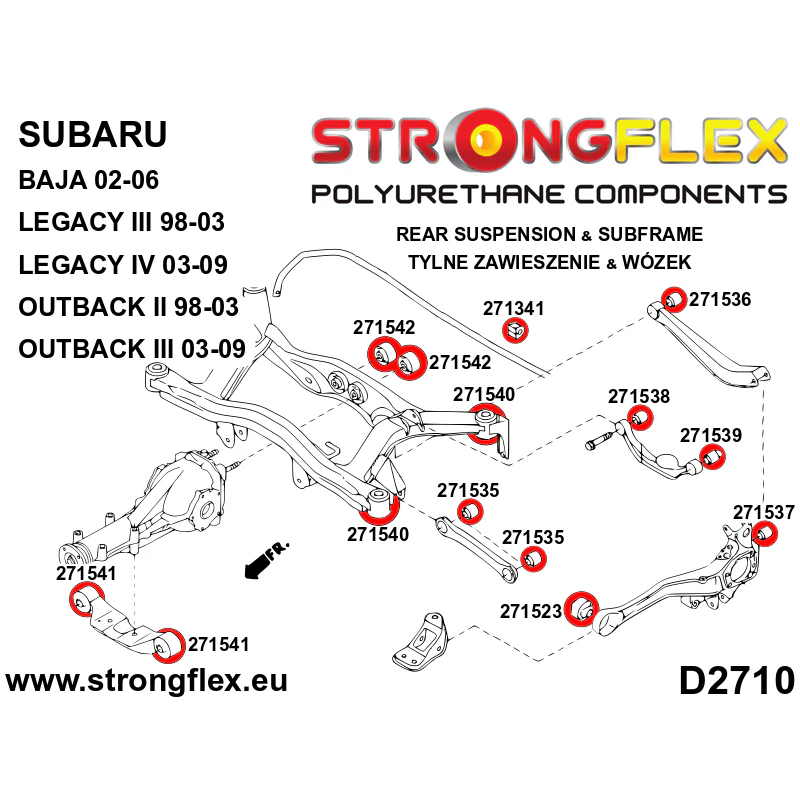 FULL SUSPENSION BUSH KIT SUBARU LEGACY III / OUTBACK II (98-03) BE BH BT - Image 3