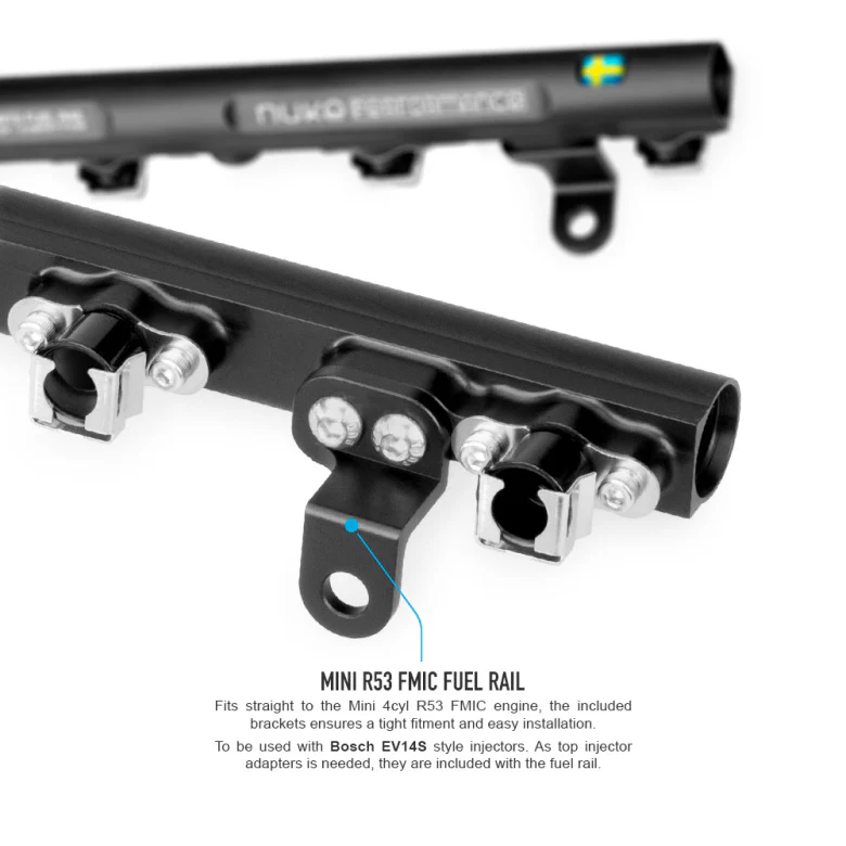 Mini 4cyl R53 FMIC fuel rail (Including AN6 or AN8 Rail Fittings) - Image 4