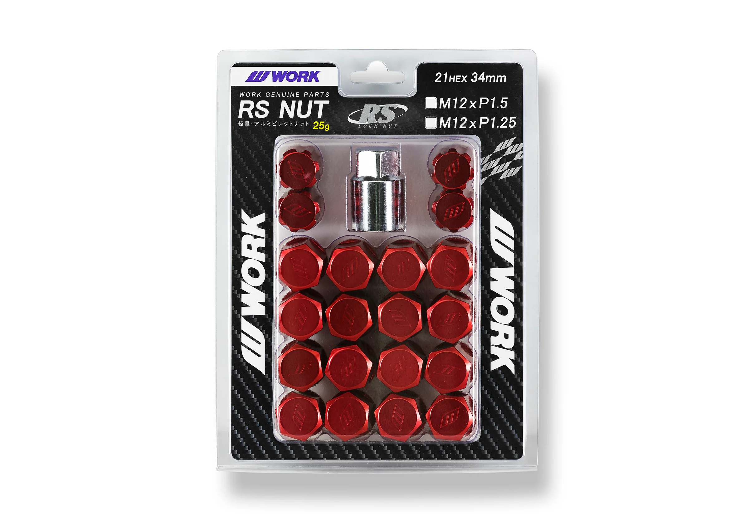 Work Wheels Japan M12x1.5 Aluminium Locking Wheel Nuts Set RS Red